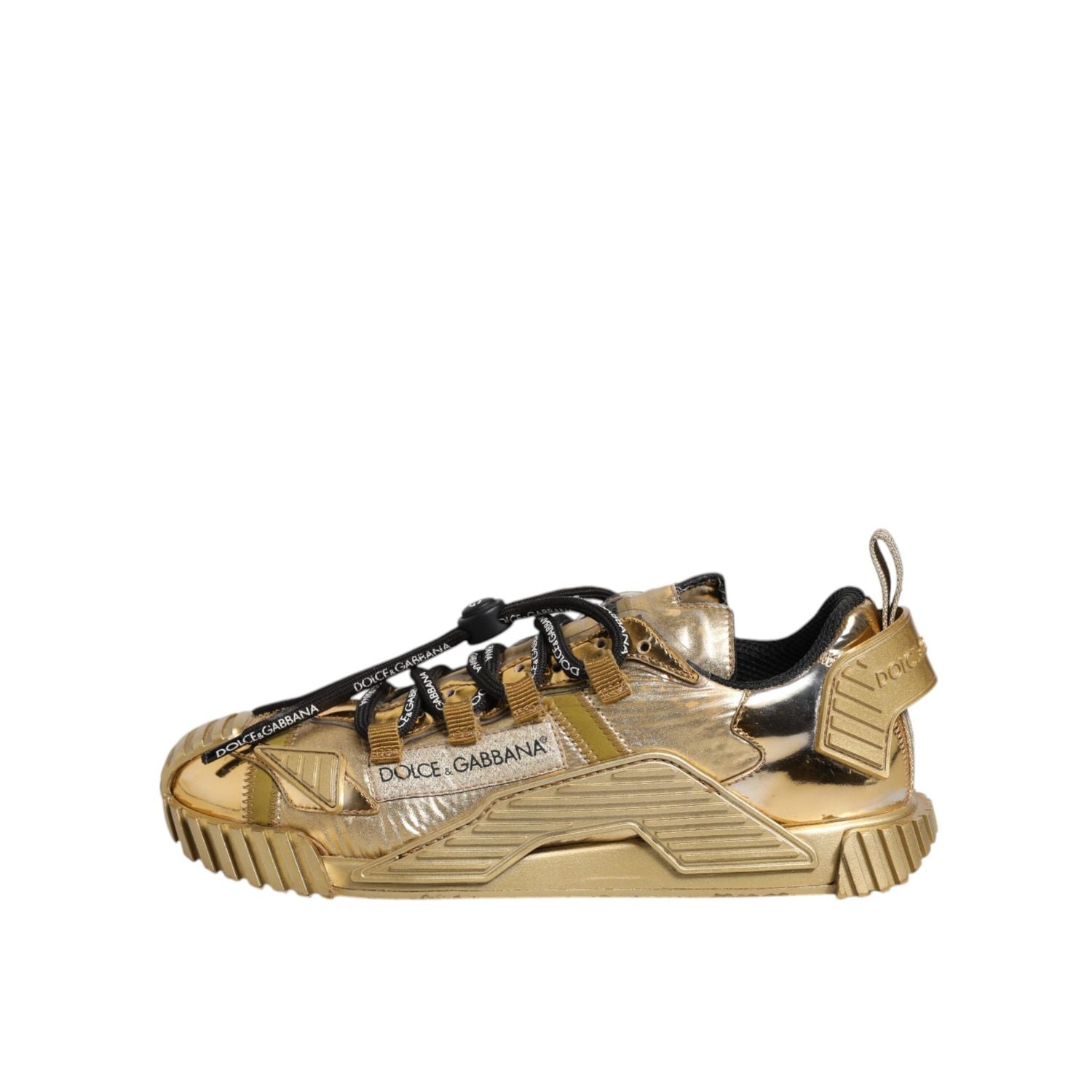 Dolce & Gabbana Gold Stretch Lace Up NS1 Sneakers Shoes
