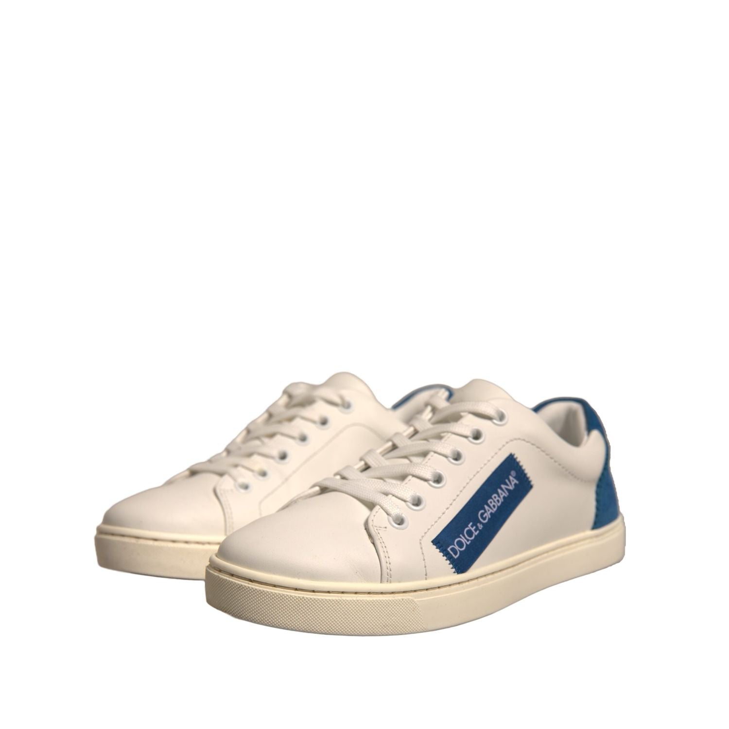 Dolce & Gabbana White Suede Leather Low Top Sneakers Shoes