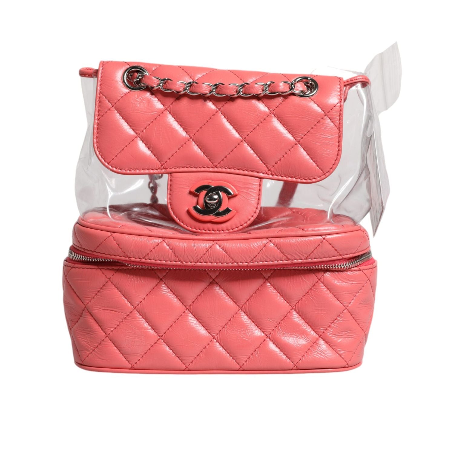 Chanel Pink Vinyl Leather Backpack Purse Bag