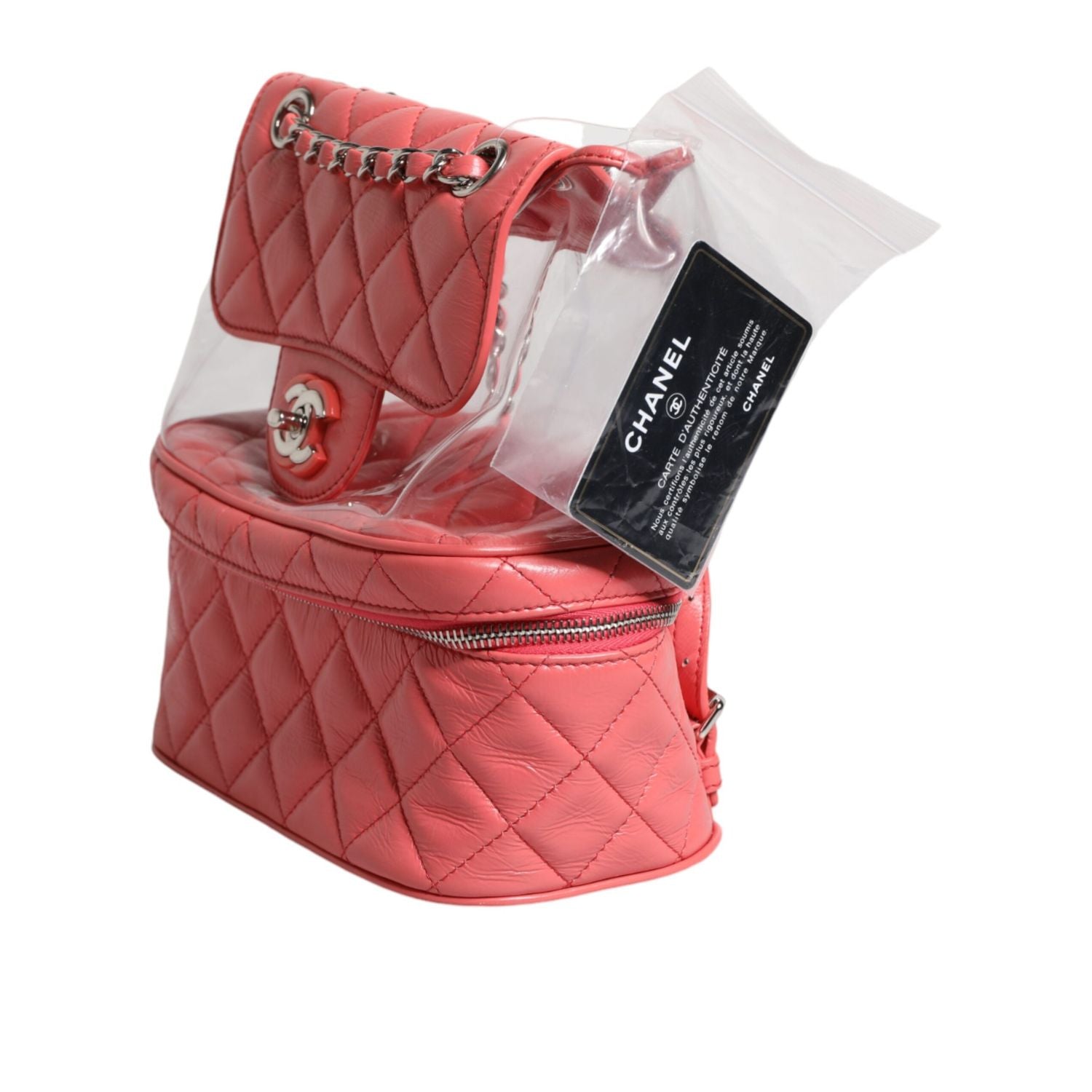 Chanel Pink Vinyl Leather Backpack Purse Bag