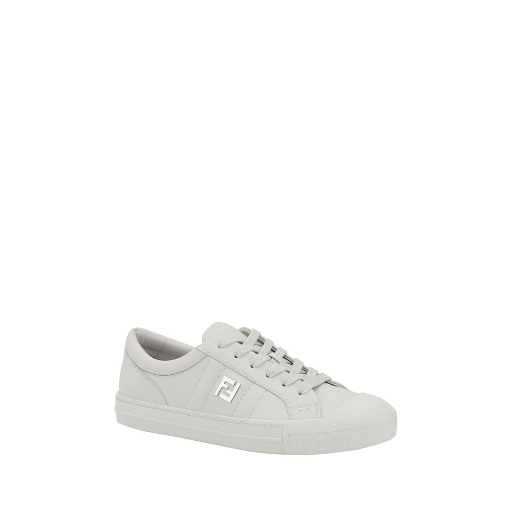 Fendi White Calf Leather Bos Taurus Athletic Sneakers