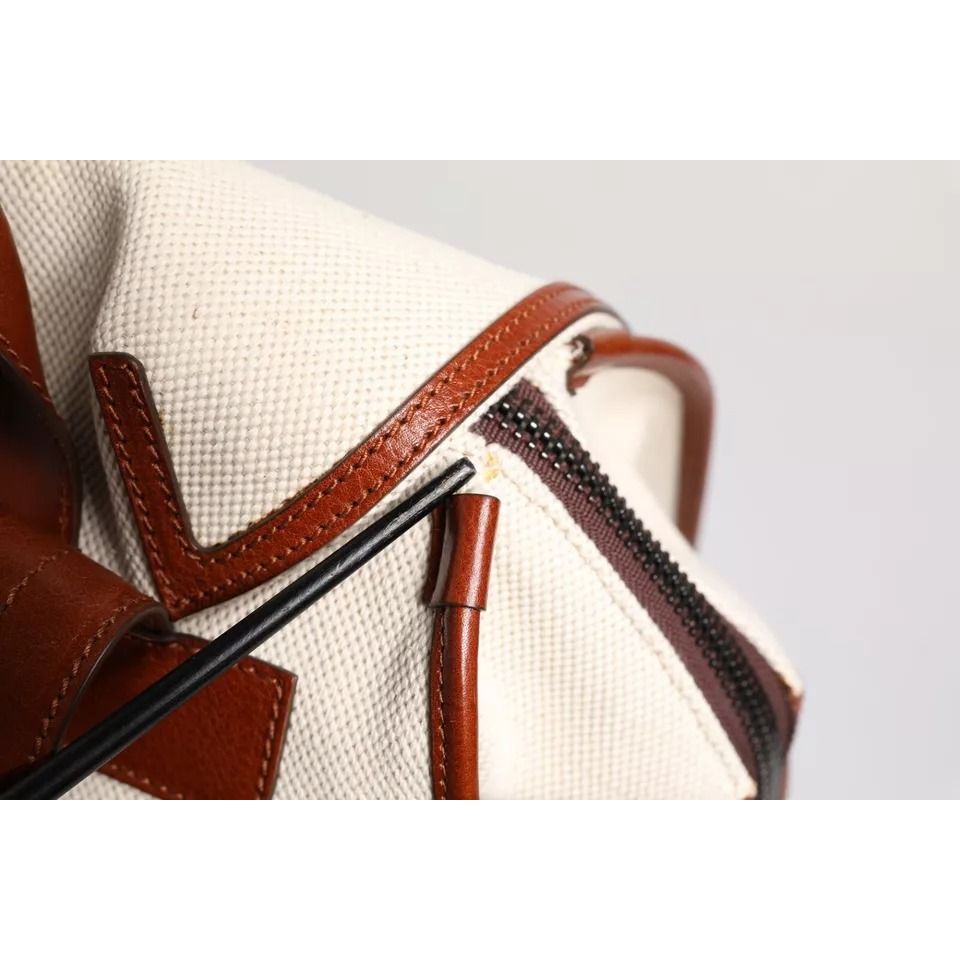 Dolce & Gabbana Beige Brown Canvas Leather EDGE Travel Men Back Pack Bag