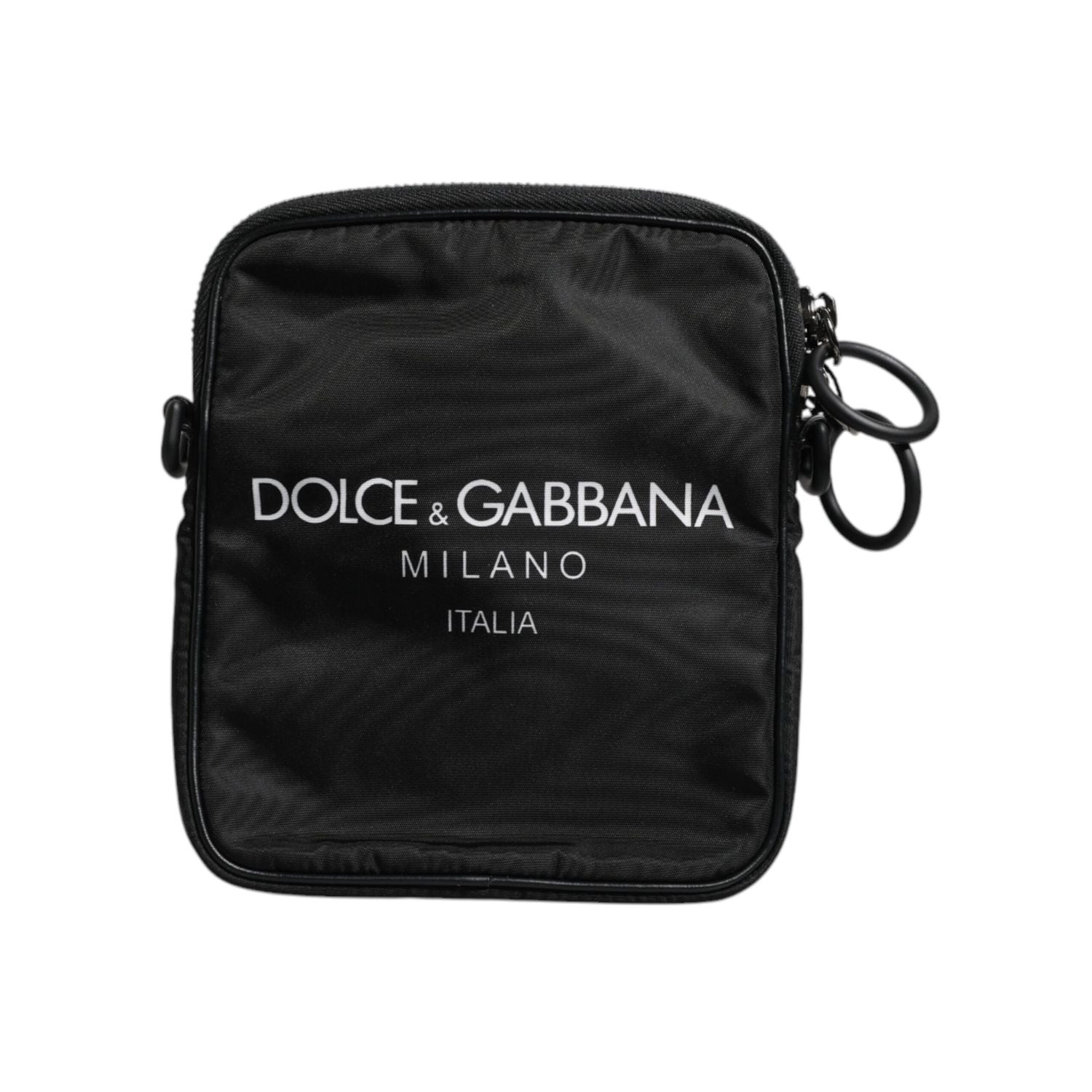 Dolce & Gabbana Black Logo Print Scuba Crossbody Shoulder Bag