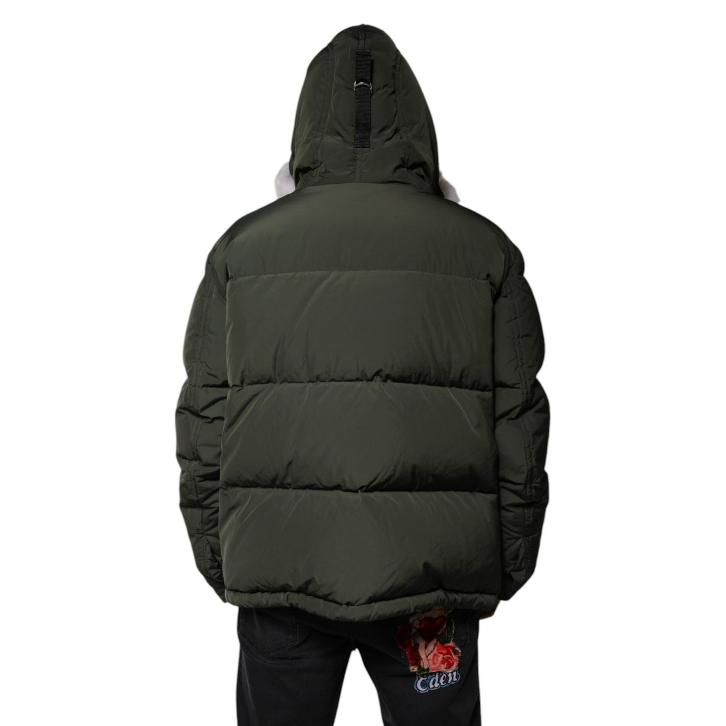 Dsquared² Green Hooded Long Sleeves Fur Shearling Jacket