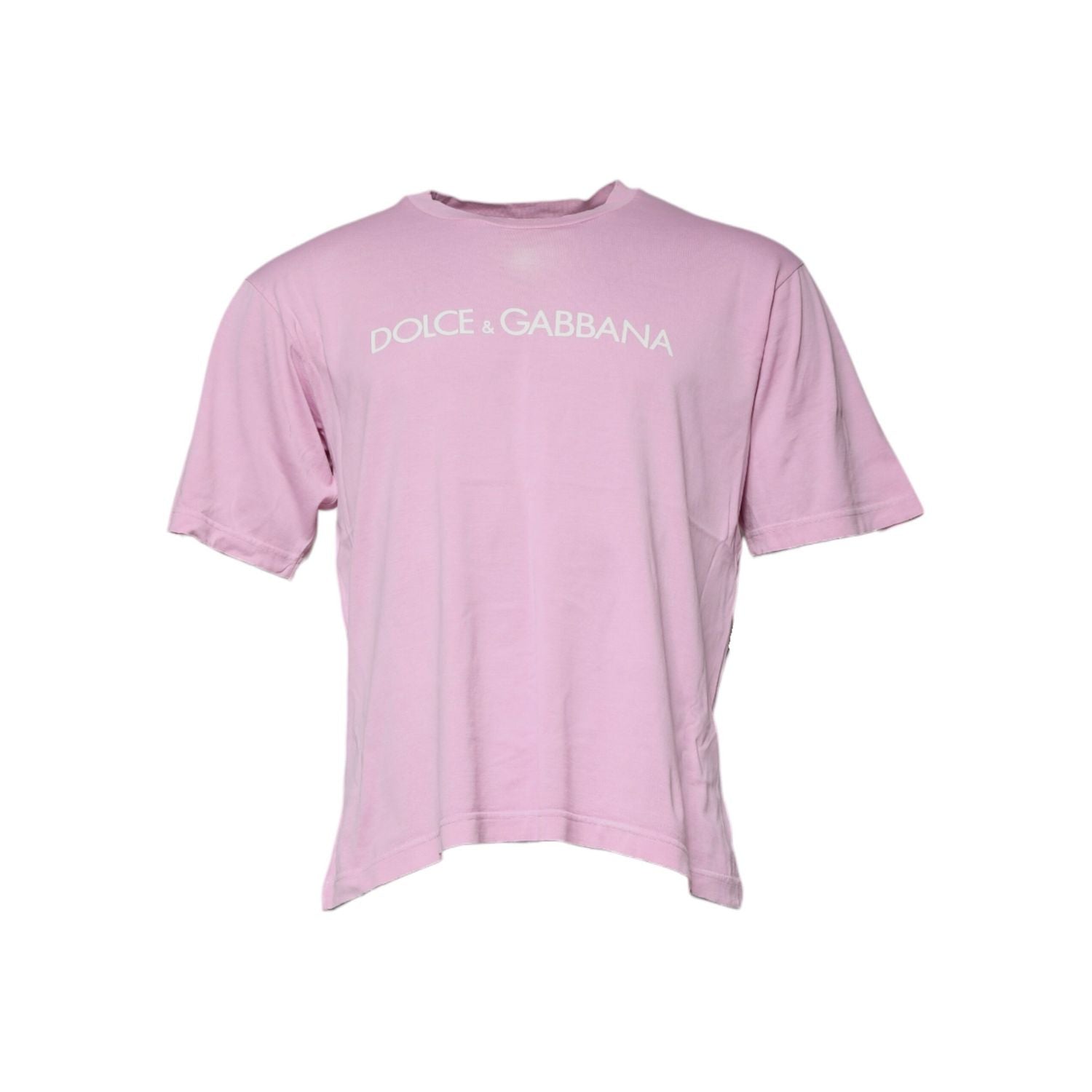 Dolce & Gabbana Pink Logo Print Cotton Crew Neck T-shirt