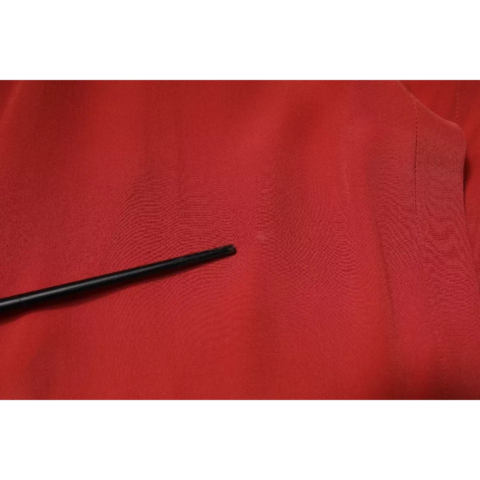 Peserico Red Long Sleeves Pencil Cut Drawstring Waist Dress