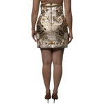 Dolce & Gabbana Gold Jacquard Embellished A-line Mini Skirt