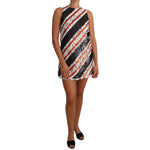 Dolce & Gabbana White and orangeSequin Floral Lace Embellished Shift dress DR1432-40