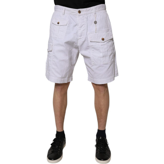 Dsquared² White Cargo Denim Mid Waist Casual Bermuda Shorts PAN76083-48