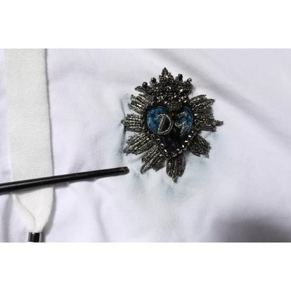 Dolce & Gabbana White Cotton Hooded Sweatshirt Sweater