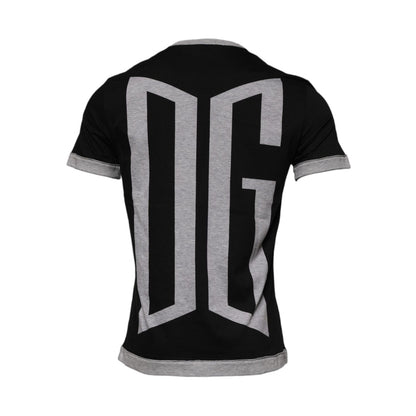 Dolce & Gabbana Black Logo Cotton Crew Neck Men Tee T-shirt