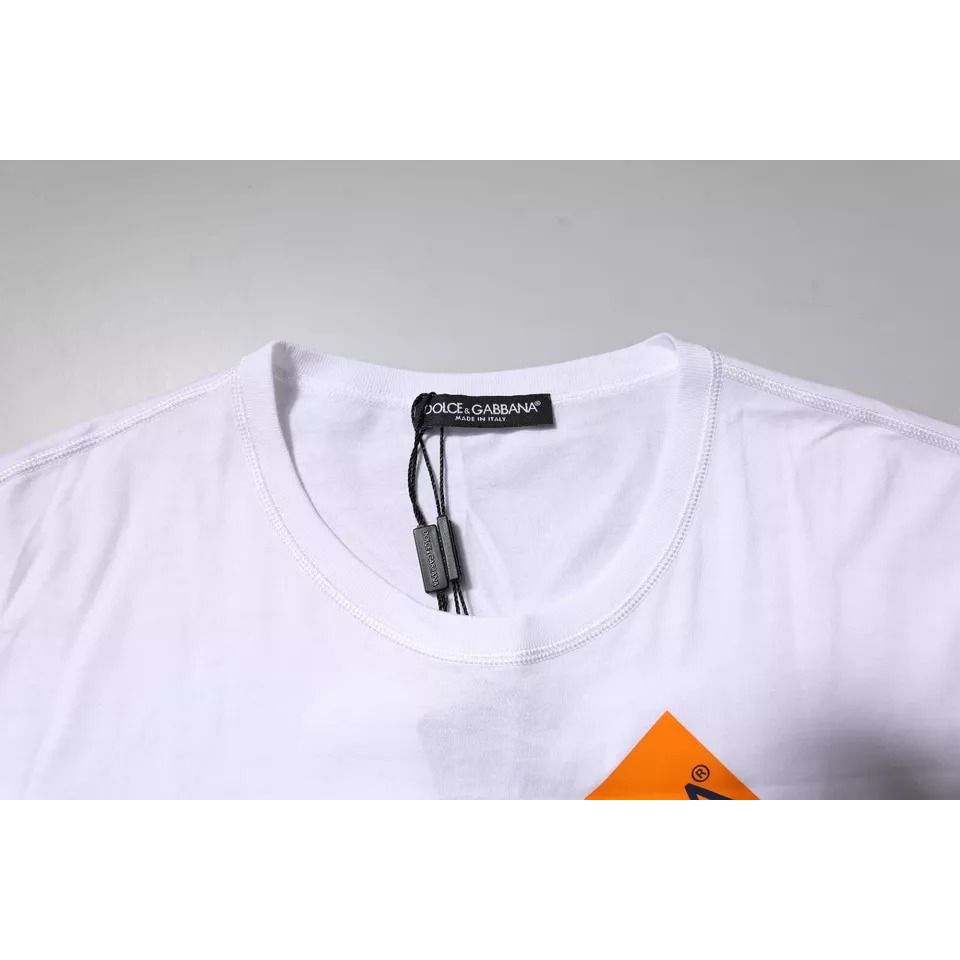Dolce & Gabbana White Logo Tape Cotton Crew Neck T-shirt