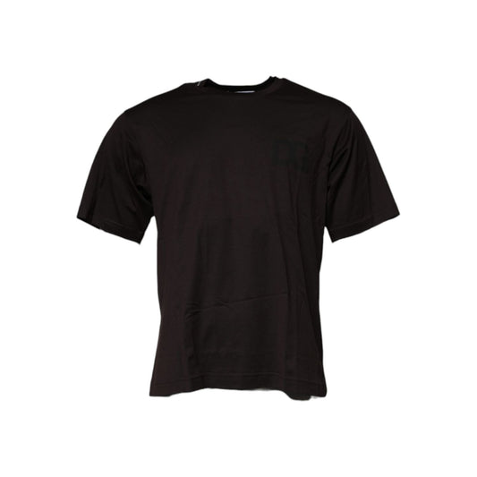 Dolce & Gabbana Dark Brown Logo Cotton Crew Neck T-shirt