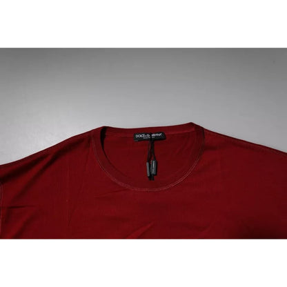 Dolce & Gabbana Red Logo Tape Cotton Crew Neck T-shirt