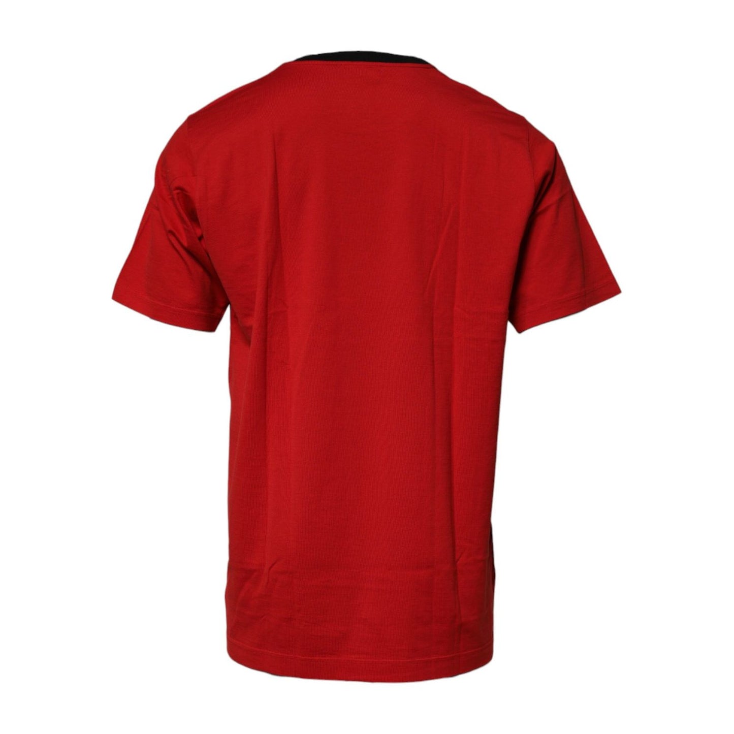 Dolce & Gabbana Red Logo Crown Cotton Crew Neck T-shirt