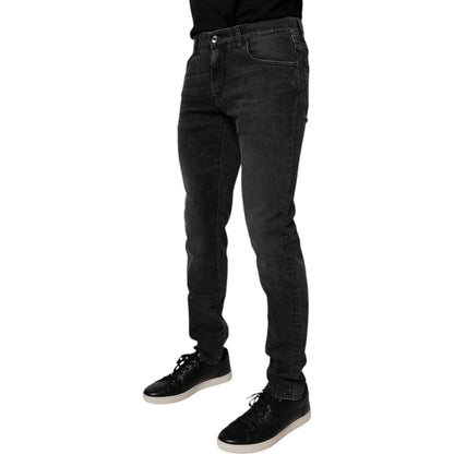 Dolce & Gabbana Black Cotton Stretch Skinny Men Denim Jeans
