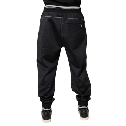 Dolce & Gabbana Black Polyester Logo Jogger Pants