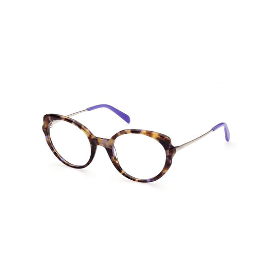 Emilio Pucci Brown Acetate Frames, women's glasses EP5193-52055 with tortoiseshell pattern and purple temple tips.