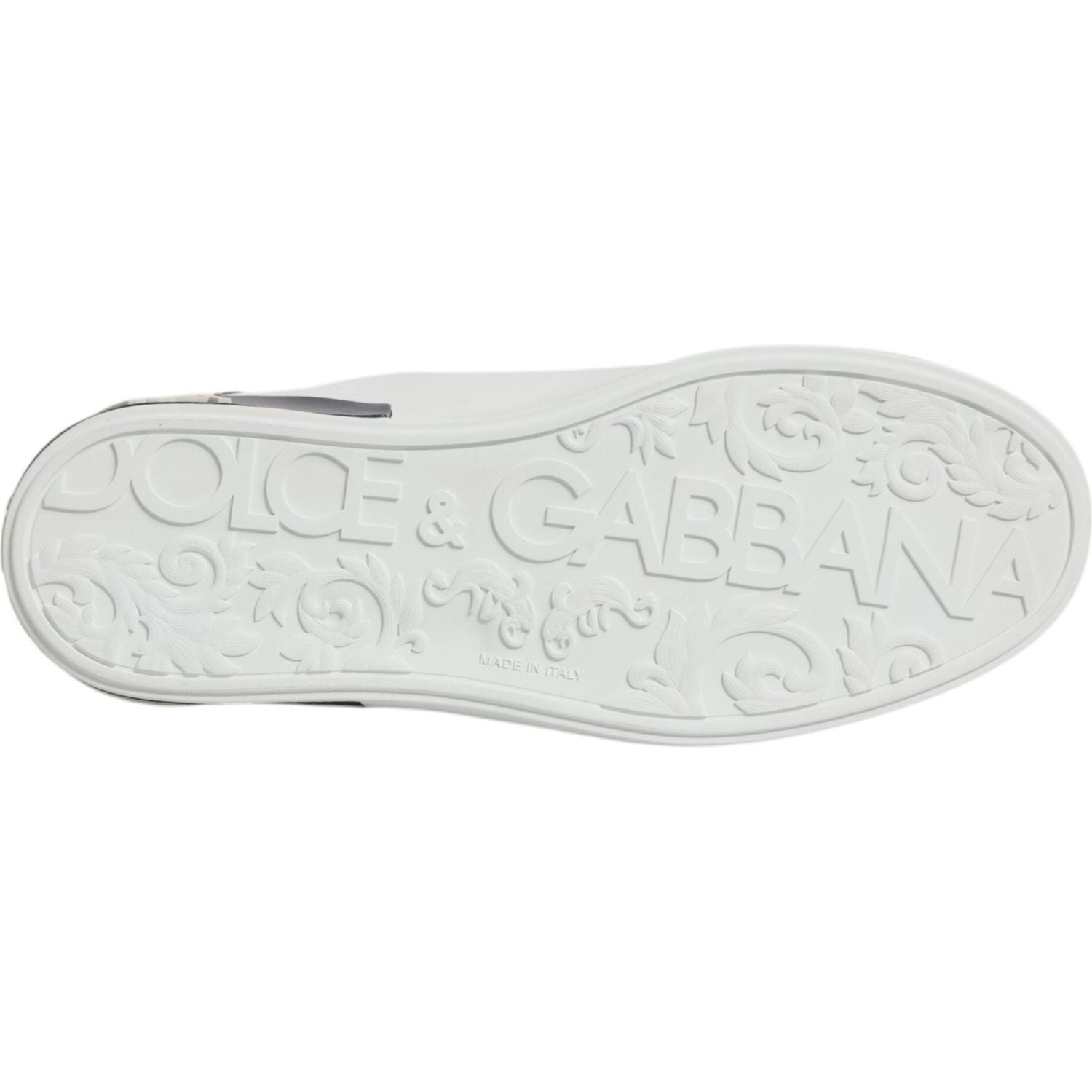 Dolce & Gabbana White Black Leather Portofino Sneaker Shoes