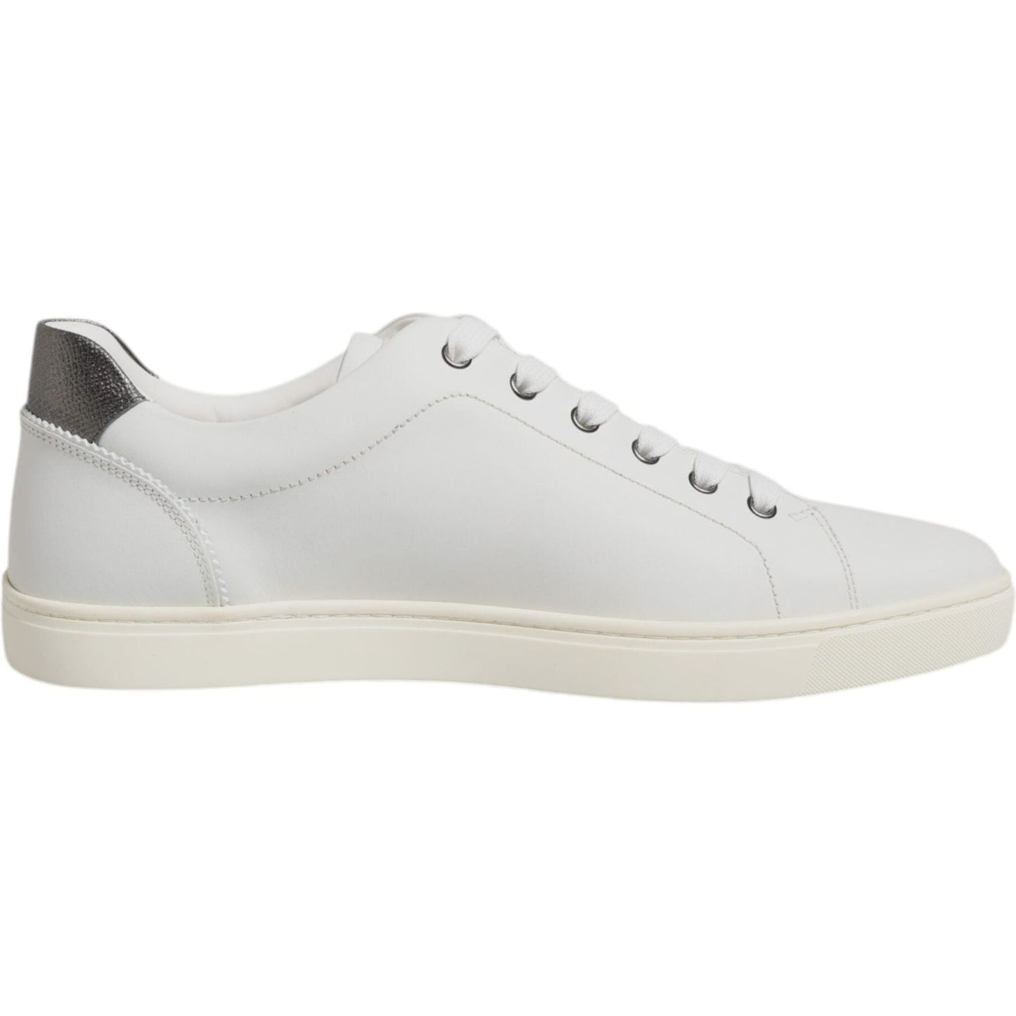 Dolce & Gabbana White Leather Heart Embellished Sneakers Shoes