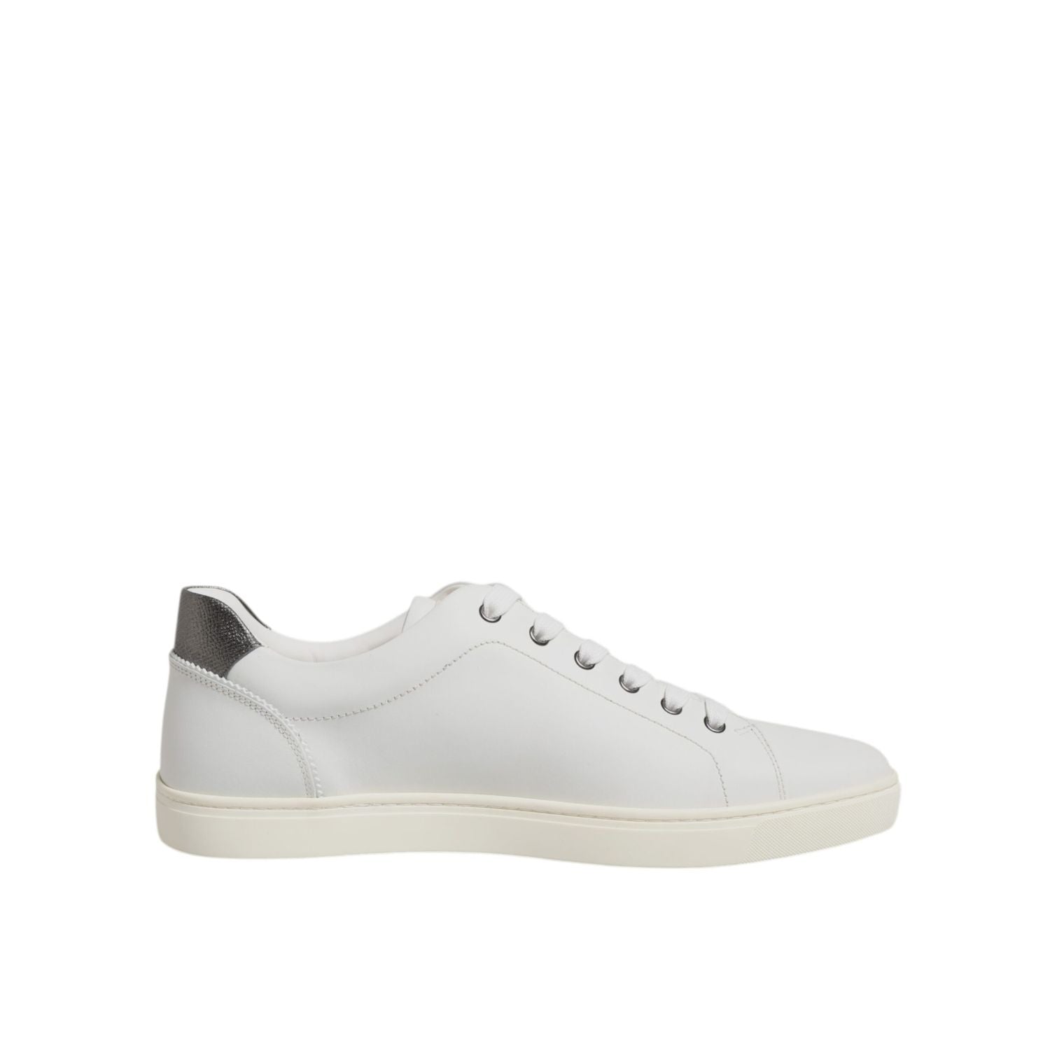Dolce & Gabbana White Leather Heart Embellished Sneakers Shoes