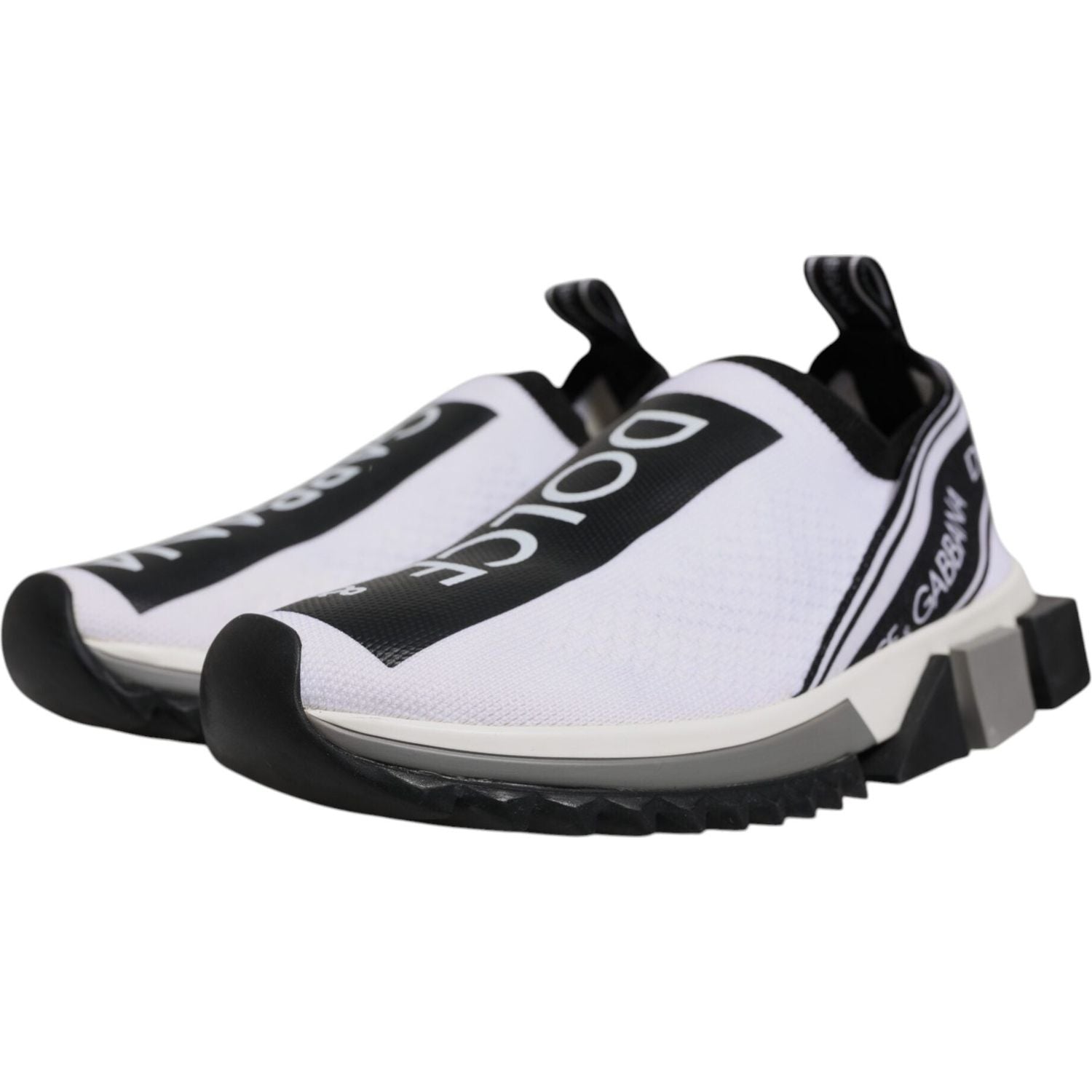 Dolce & Gabbana White Black Slip On Sorrento Sneakers Shoes