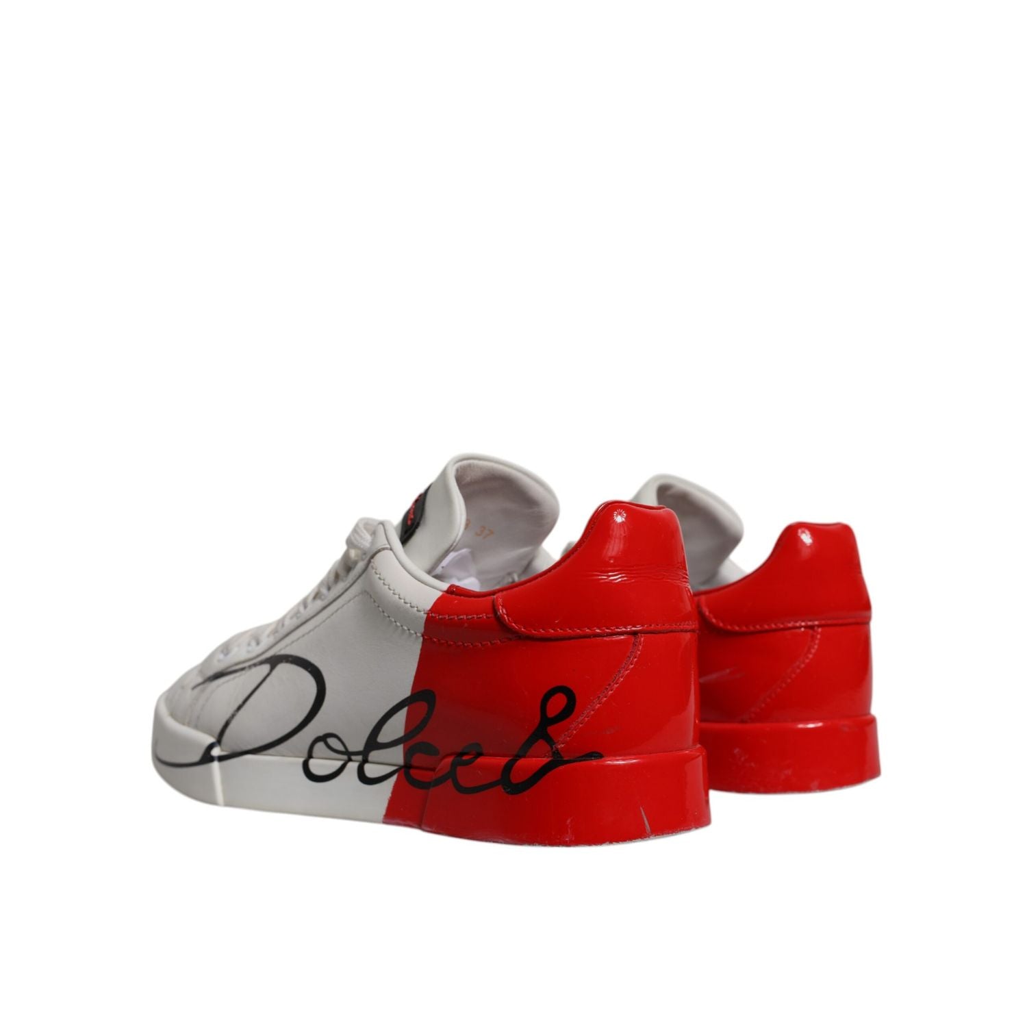 Dolce & Gabbana White Red Logo Portofino Sneakers Shoes