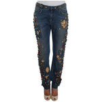 Dolce & Gabbana Crystal Roses Heart Embellished Jeans
