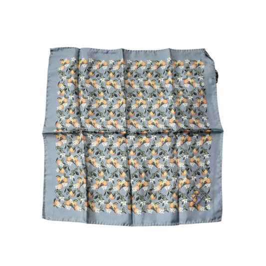 Dolce & Gabbana Gray Oranges Silk Square Handkerchief Scarf