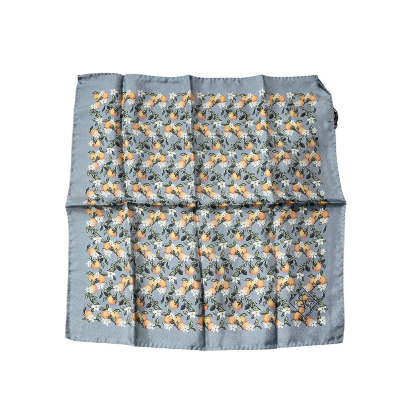 Dolce & Gabbana Gray Oranges Silk Square Handkerchief Scarf