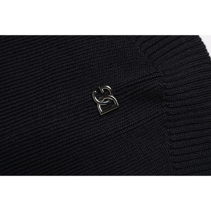 Dolce & Gabbana Black Wool Whole Head Wrap Balaclava Hat