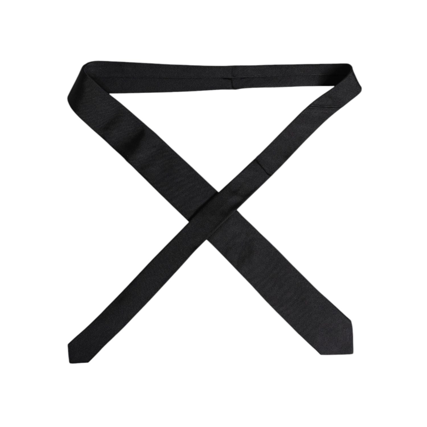 Dolce & Gabbana Black Solid Silk Adjustable Necktie Tie