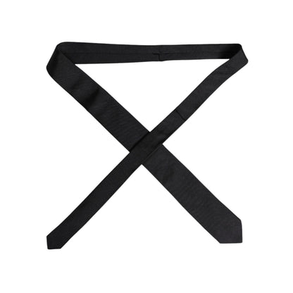 Dolce & Gabbana Black Solid Silk Adjustable Necktie Tie