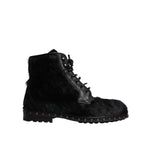 Dolce & Gabbana Black Pony Style Leather Mid Calf Boots Shoes