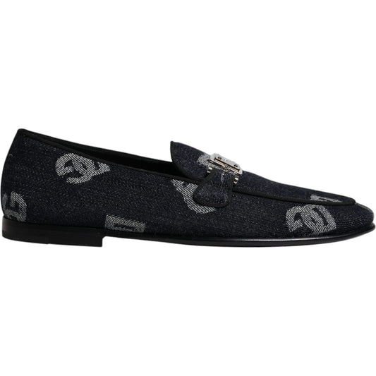 Dolce & Gabbana Black Logo Cotton Loafers Formal Dress Shoes MV7168-41