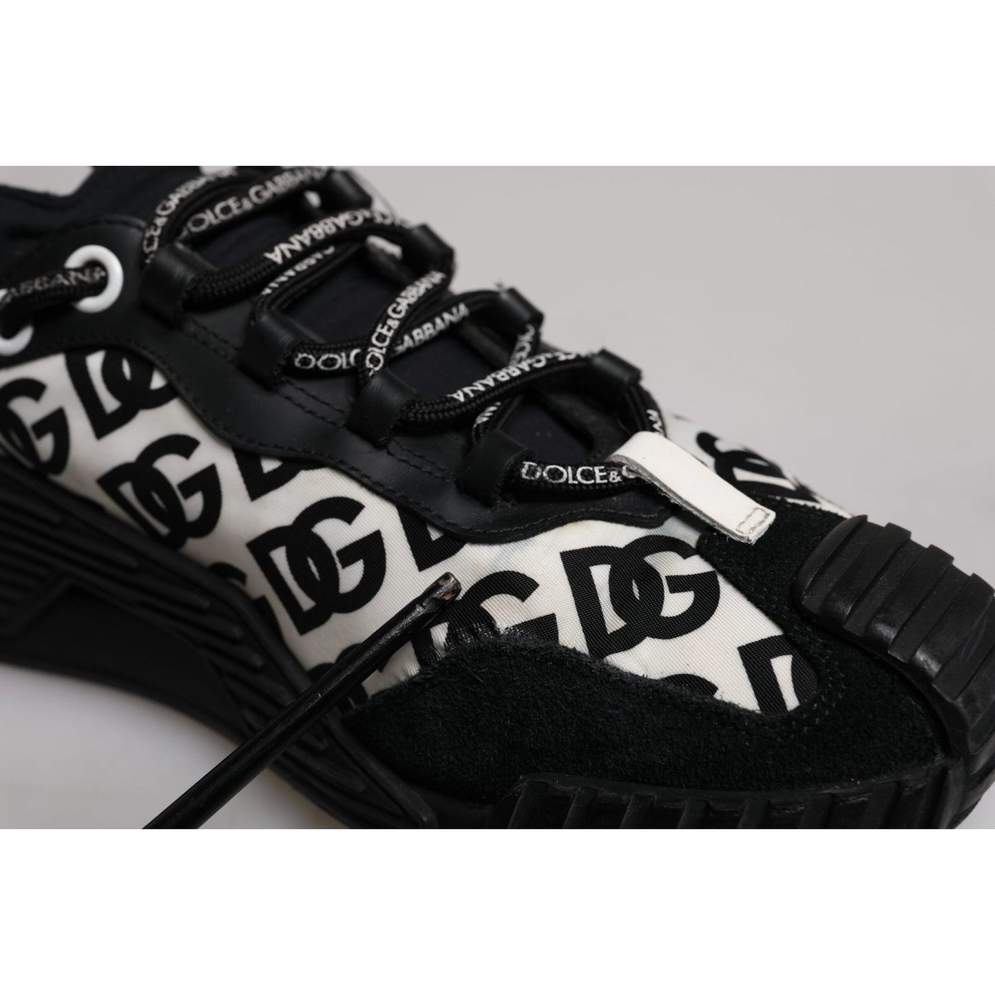 Dolce & Gabbana Black Logo Lace Up Low Top NS1 Sneakers Shoes