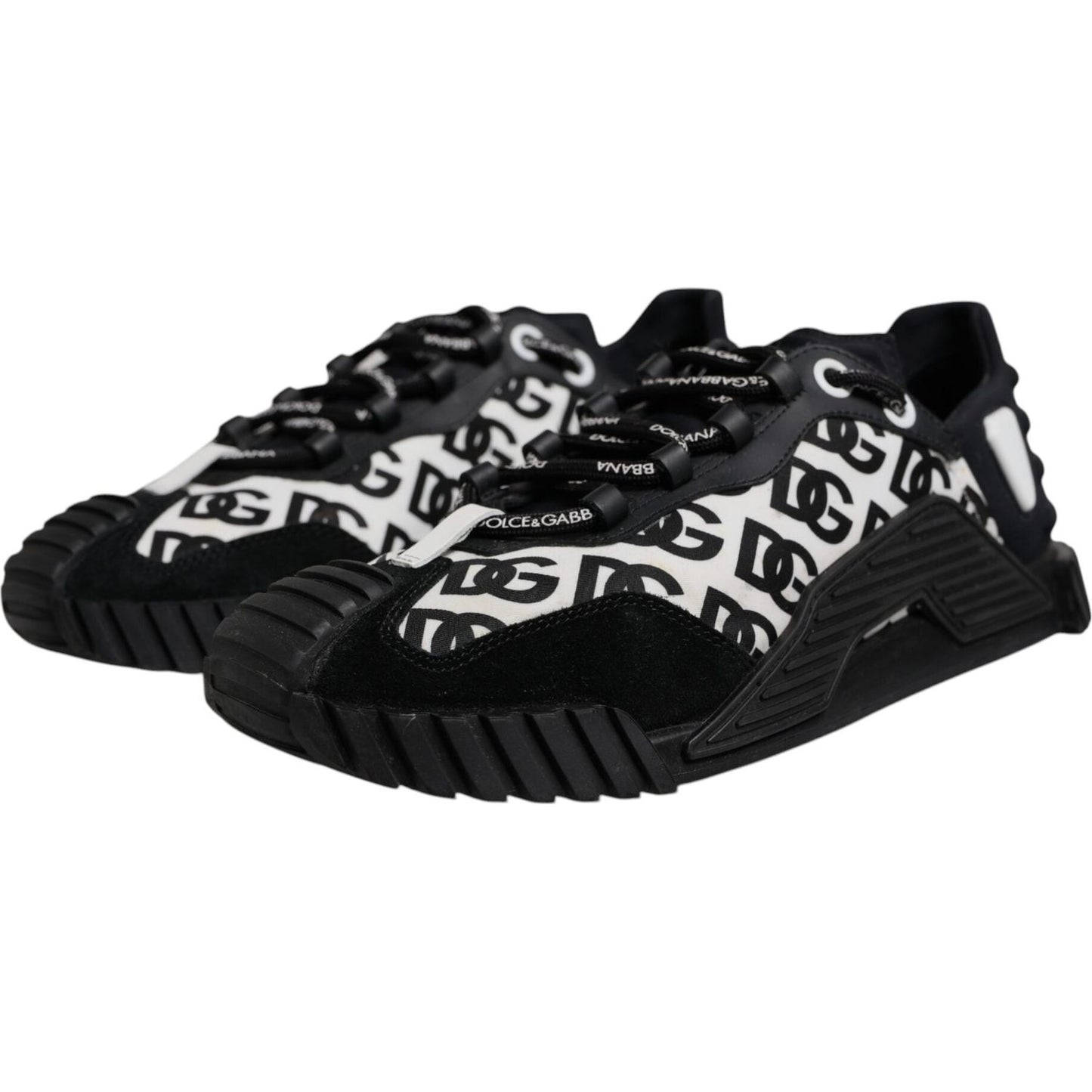 Dolce & Gabbana Black Logo Lace Up Low Top NS1 Sneakers Shoes