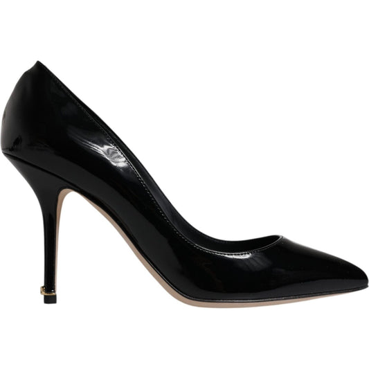 Dolce & Gabbana Black Patent Leather High Heels Pumps Shoes LA12508-38