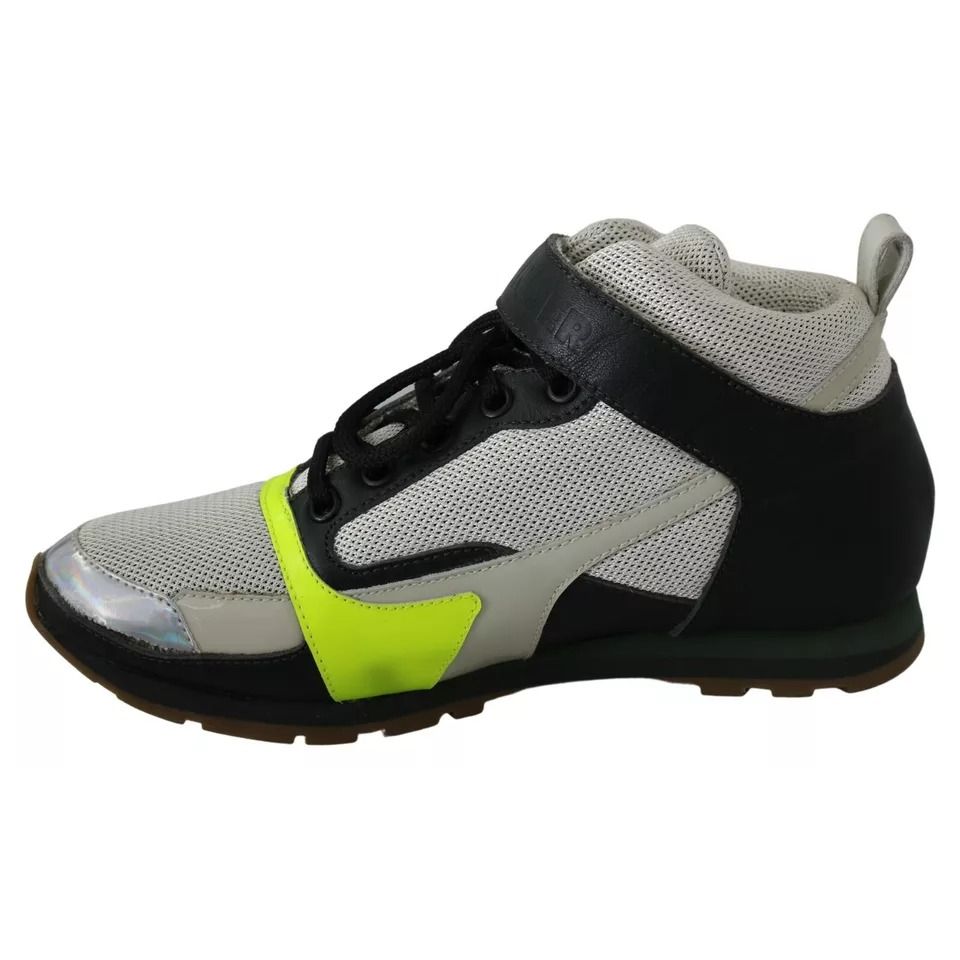 Jil Sander Fog Gray Neon Green Black Lace-Up Strap Shoes