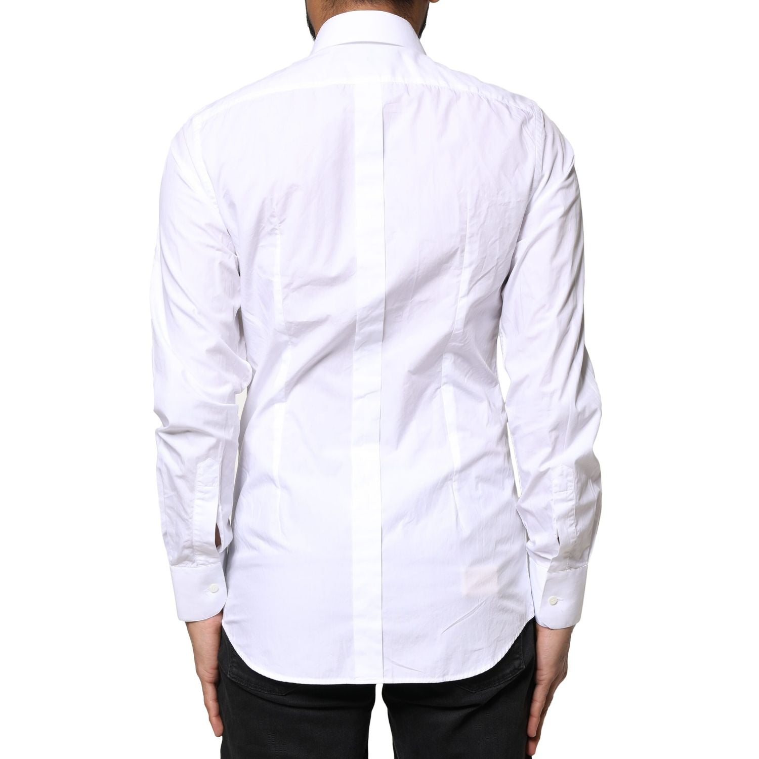 Dolce & Gabbana White GOLD Cotton Long Sleeves Men Dress Shirt