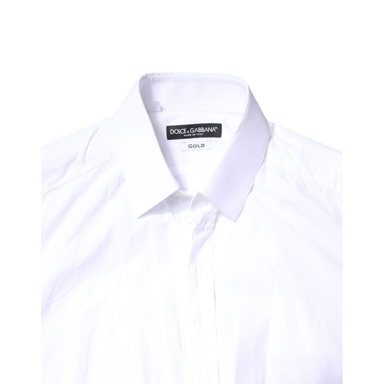 Dolce & Gabbana White GOLD Cotton Long Sleeves Men Dress Shirt