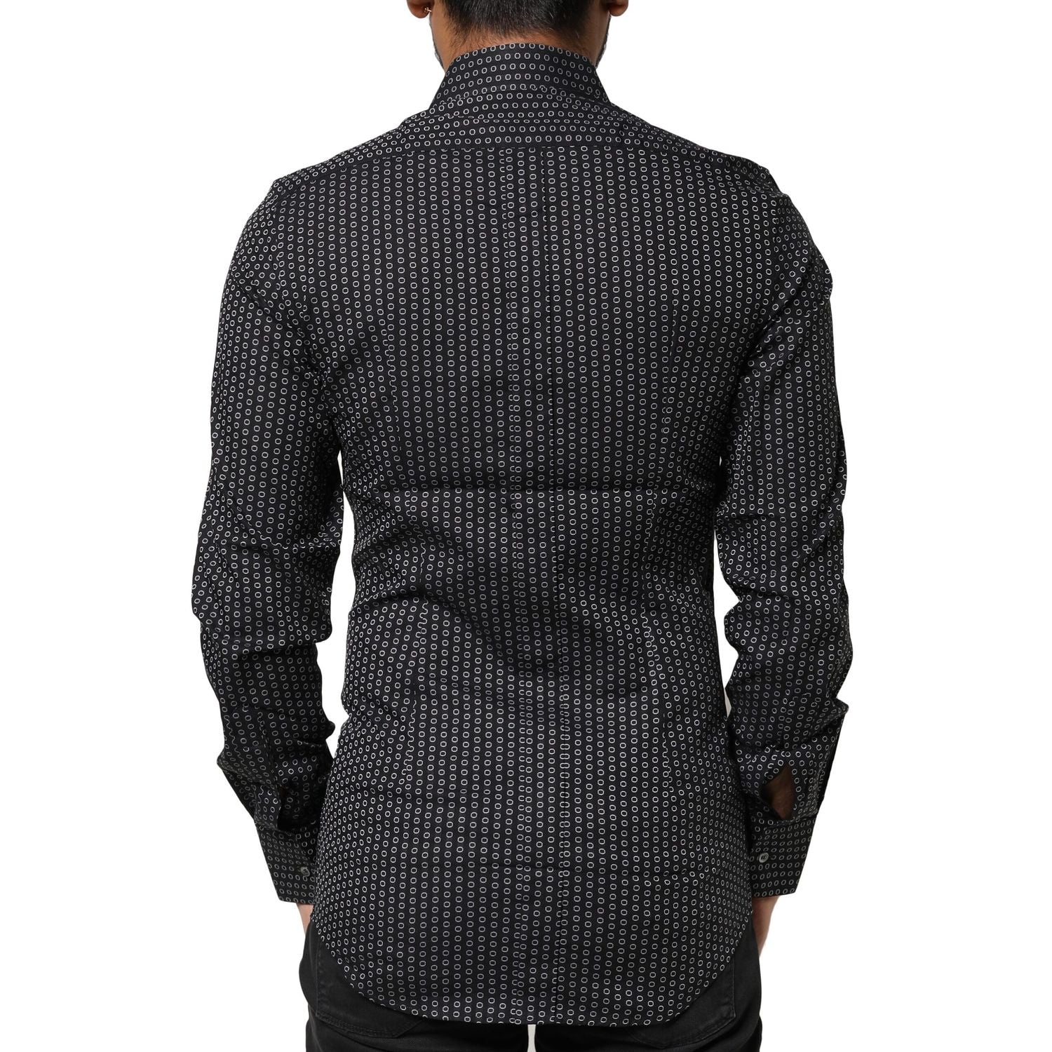 Dolce & Gabbana Black GOLD Patterned Cotton Men Dress Shirt