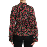 Dolce & Gabbana Black Rose Print Floral Shirt Top Blouse TSH3131-36