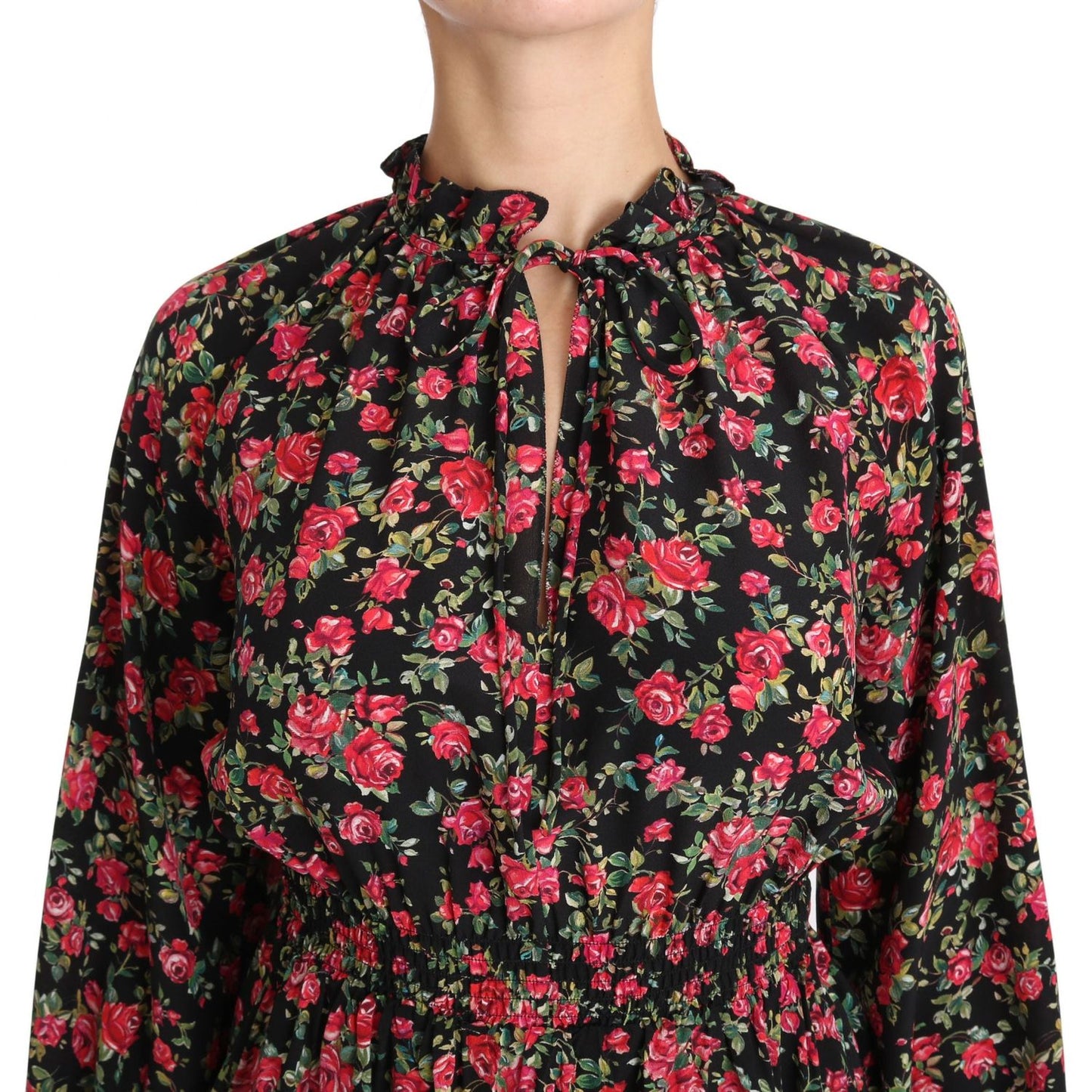Dolce & Gabbana Black Rose Print Floral Shirt Top Blouse TSH3131-36