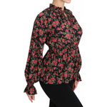 Dolce & Gabbana Black Rose Print Floral Shirt Top Blouse TSH3131-36