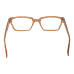 Guess Beige Women Glasses Frame, full-rim rectangle style, plastic material, spring hinge, demo lenses, includes branded case.