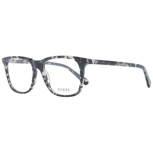 Guess Brown Unisex Glasses Frame, full-rim square design, brown plastic, spring hinge, includes branded case, size 52-16-145.