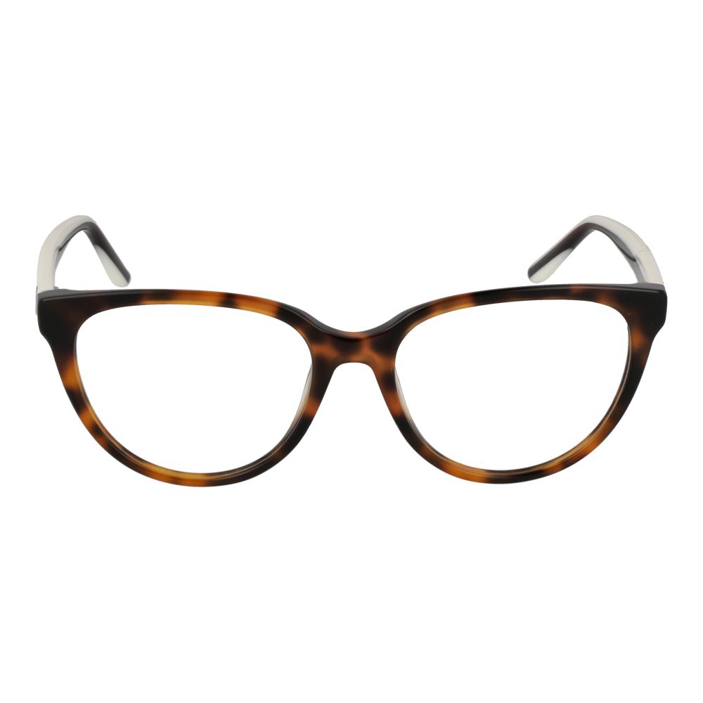 Guess Brown Women Glasses Frame with full-rim cat eye style in acetate material, demo lenses, and spring hinge, size 54-17-140.
