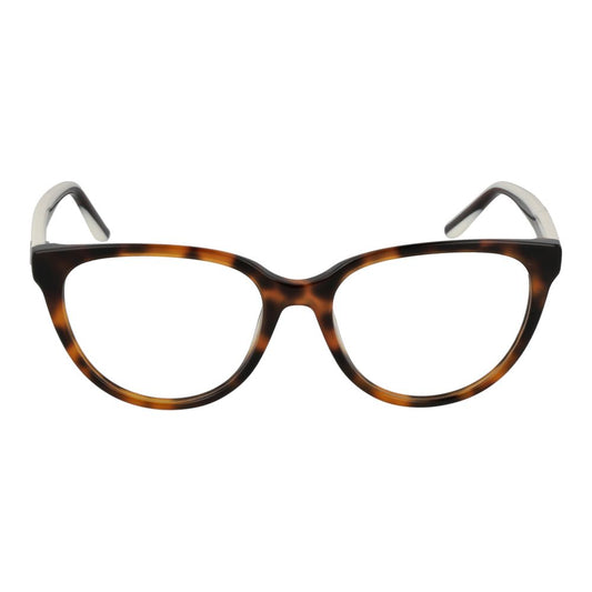 Guess Brown Women Glasses Frame with full-rim cat eye style in acetate material, demo lenses, and spring hinge, size 54-17-140.