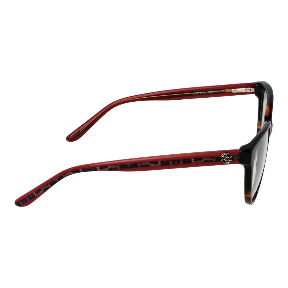 Side view of Guess Brown Women Glasses Frame with full-rim acetate design and plastic demo lenses.